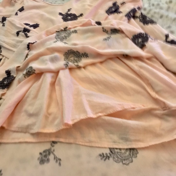 Free People Emma Austin Pink Blush Long Sleeve Flowy Mini Dress - Picture 9 of 10